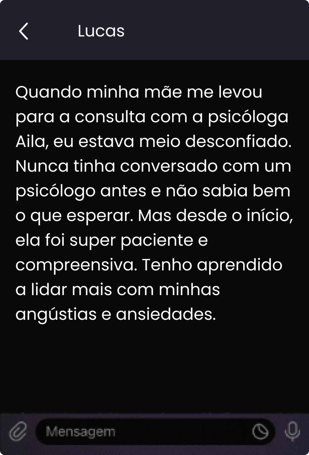 Print de uma conversa onde um cliente mostra sua satisfação