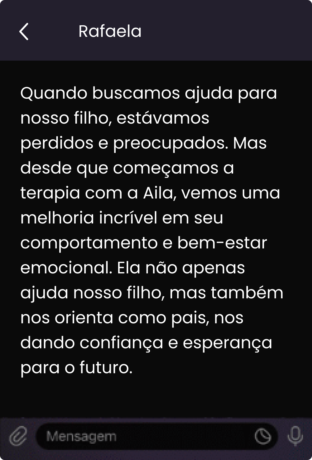 Print de uma conversa onde um cliente mostra sua satisfação