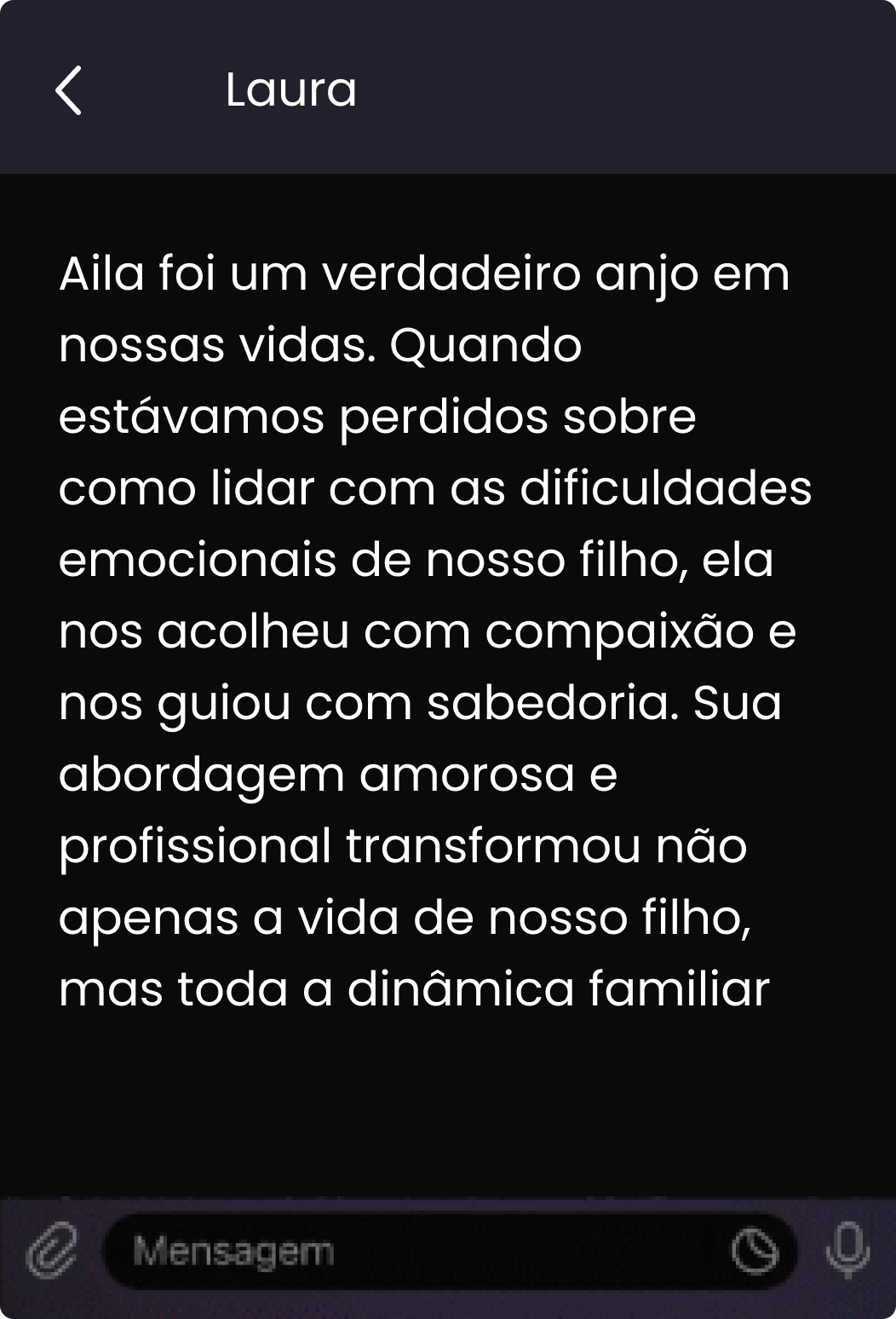 Print de uma conversa onde um cliente mostra sua satisfação