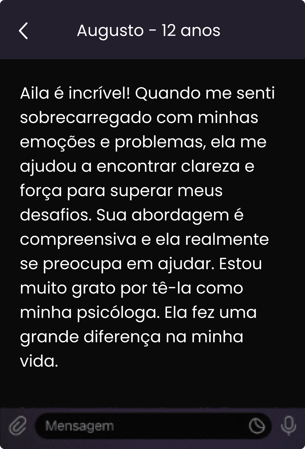 Print de uma conversa onde um cliente mostra sua satisfação