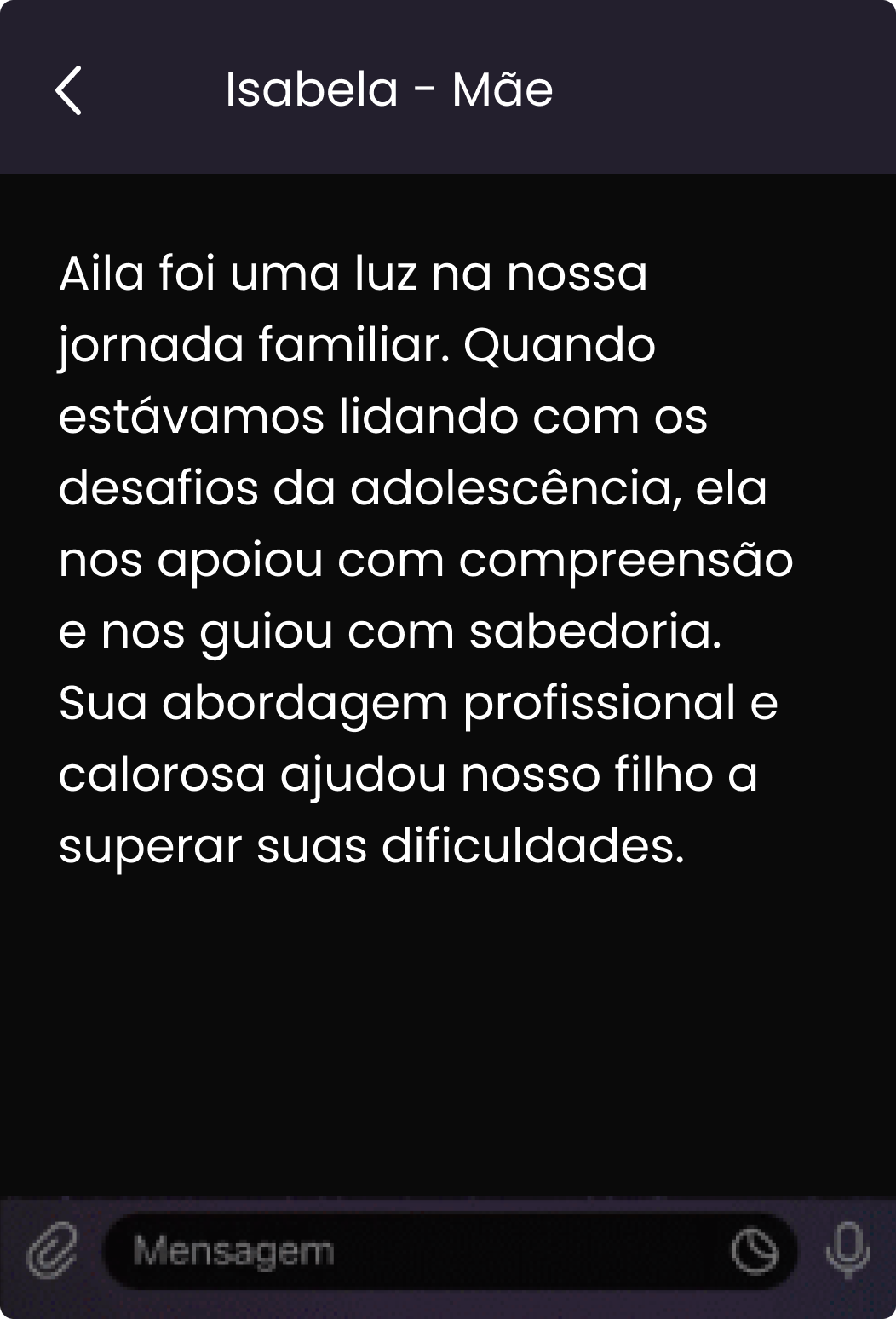 Print de uma conversa onde um cliente mostra sua satisfação