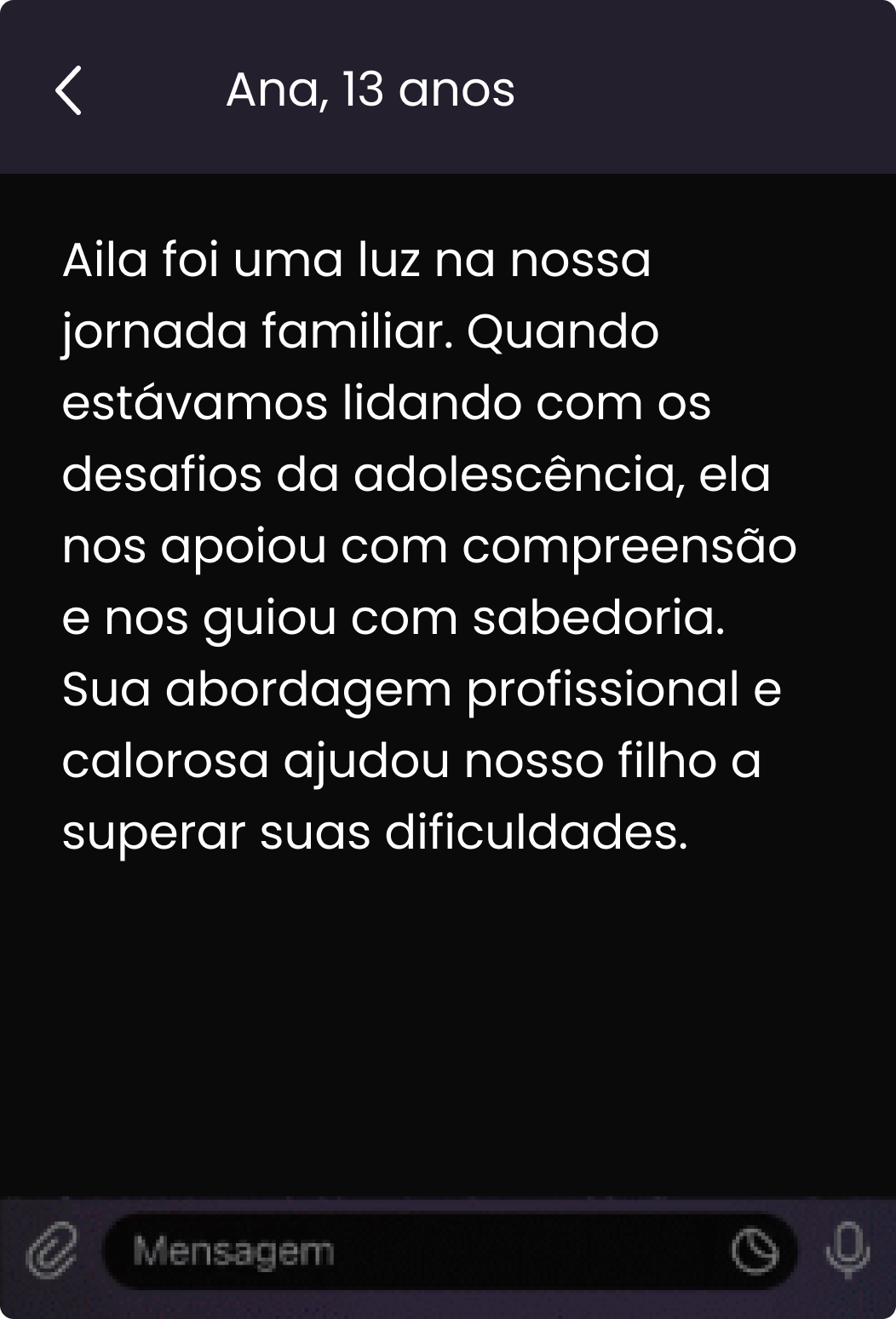 Print de uma conversa onde um cliente mostra sua satisfação